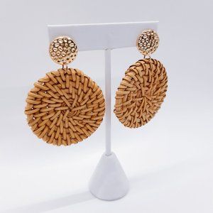 Woven | Straw | Dangle Earrings | Bohemian | Tropical | Beach | Luau